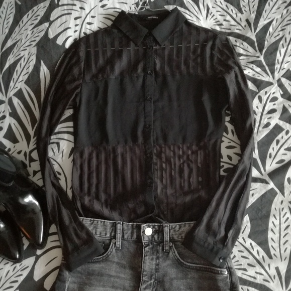 Tally Weijl black striped transparent blouse. - Picture 5 of 6